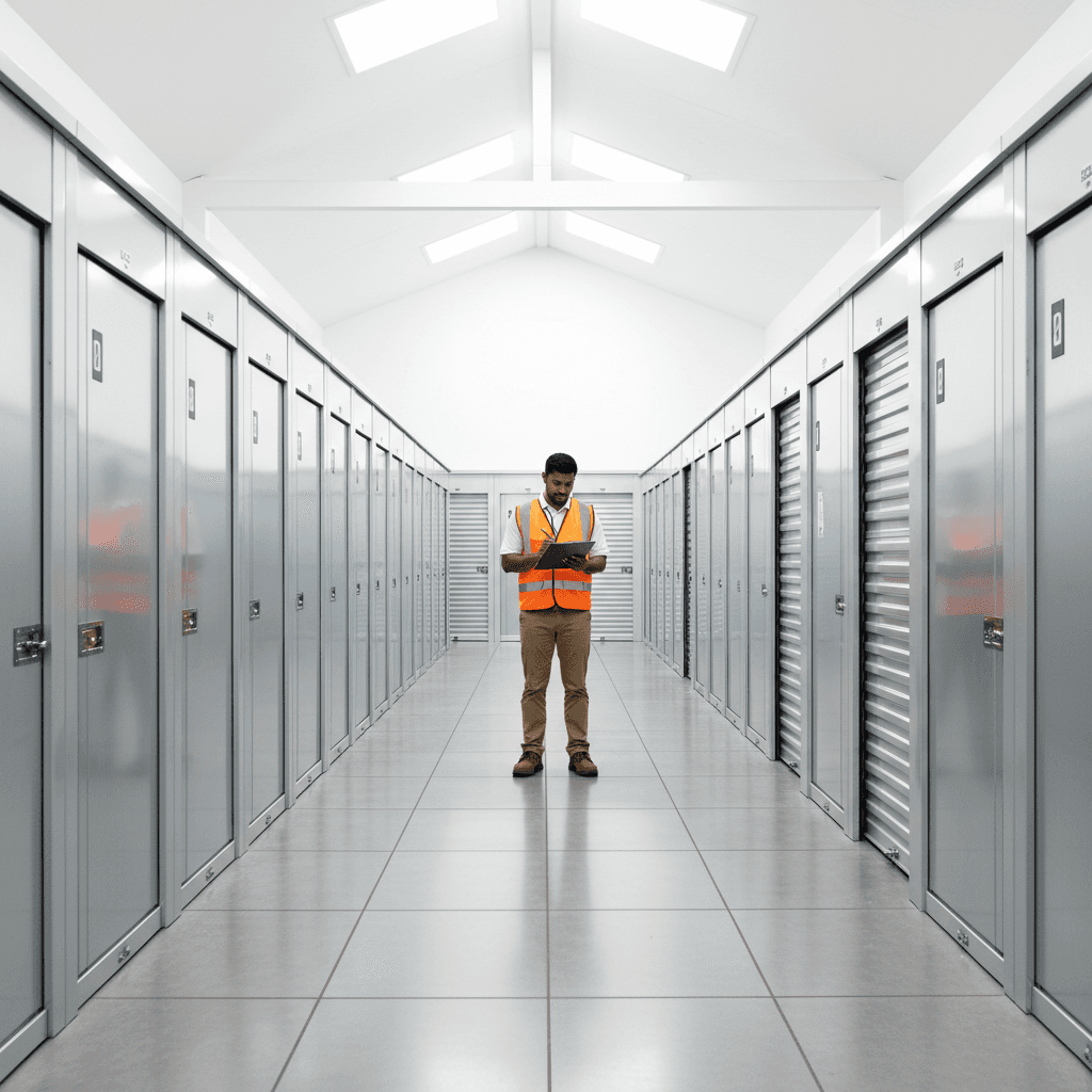 Climate-controlled storage facility with secure units